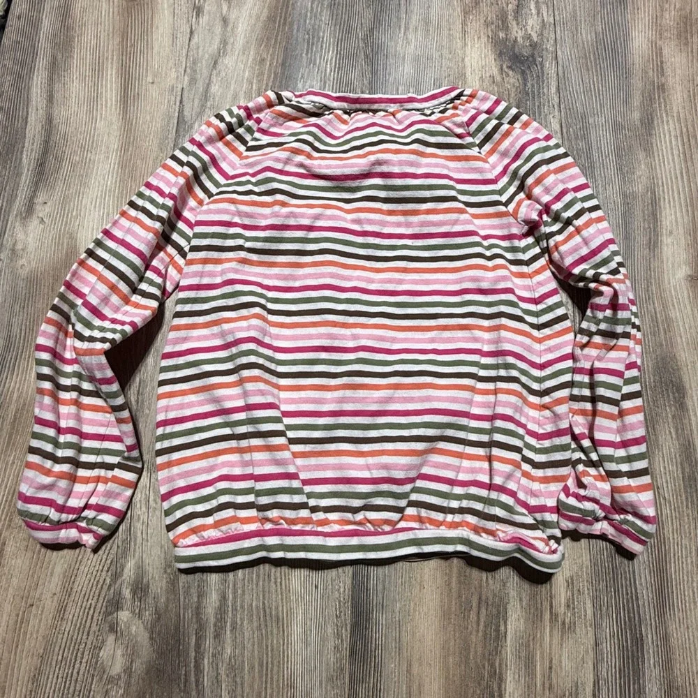 OshKosh B'gosh Girls Multi Color Striped Long Sleeve Cotton Top Size 7